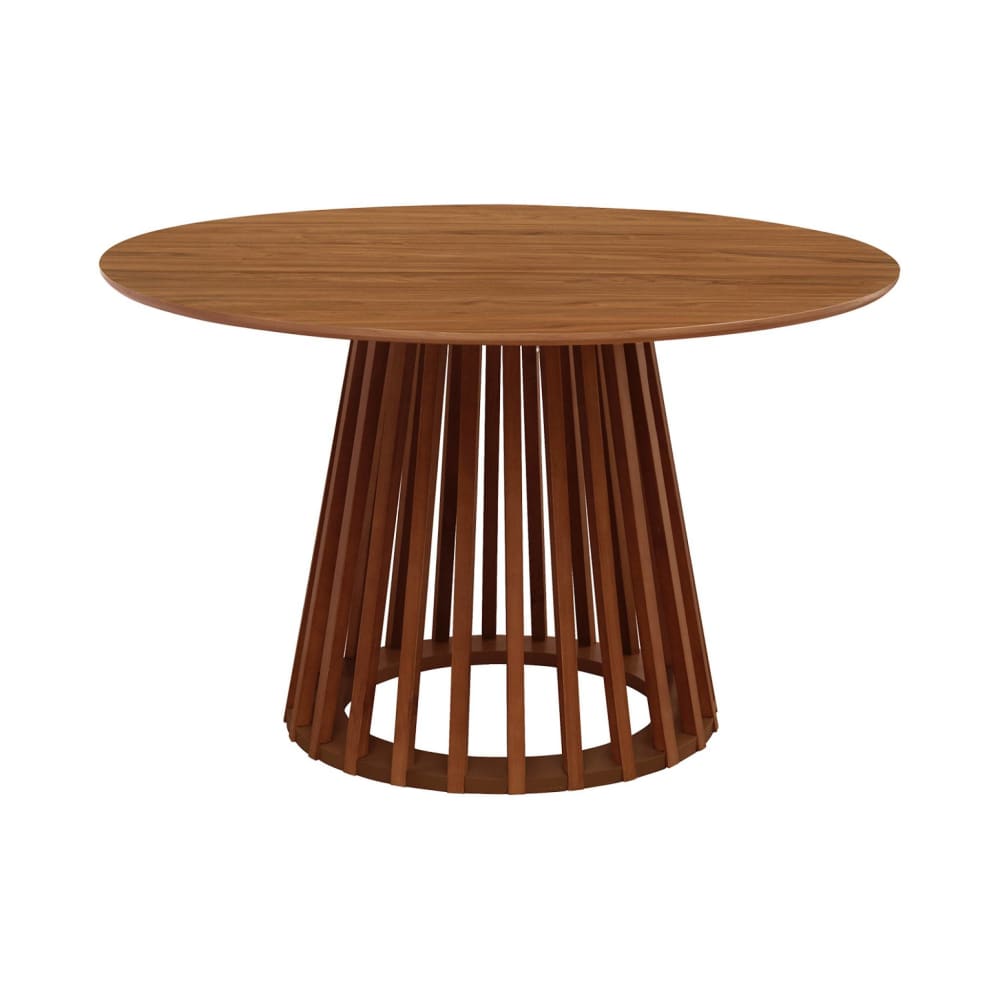 Table à manger effet bois noyer,  D120cm 4 places