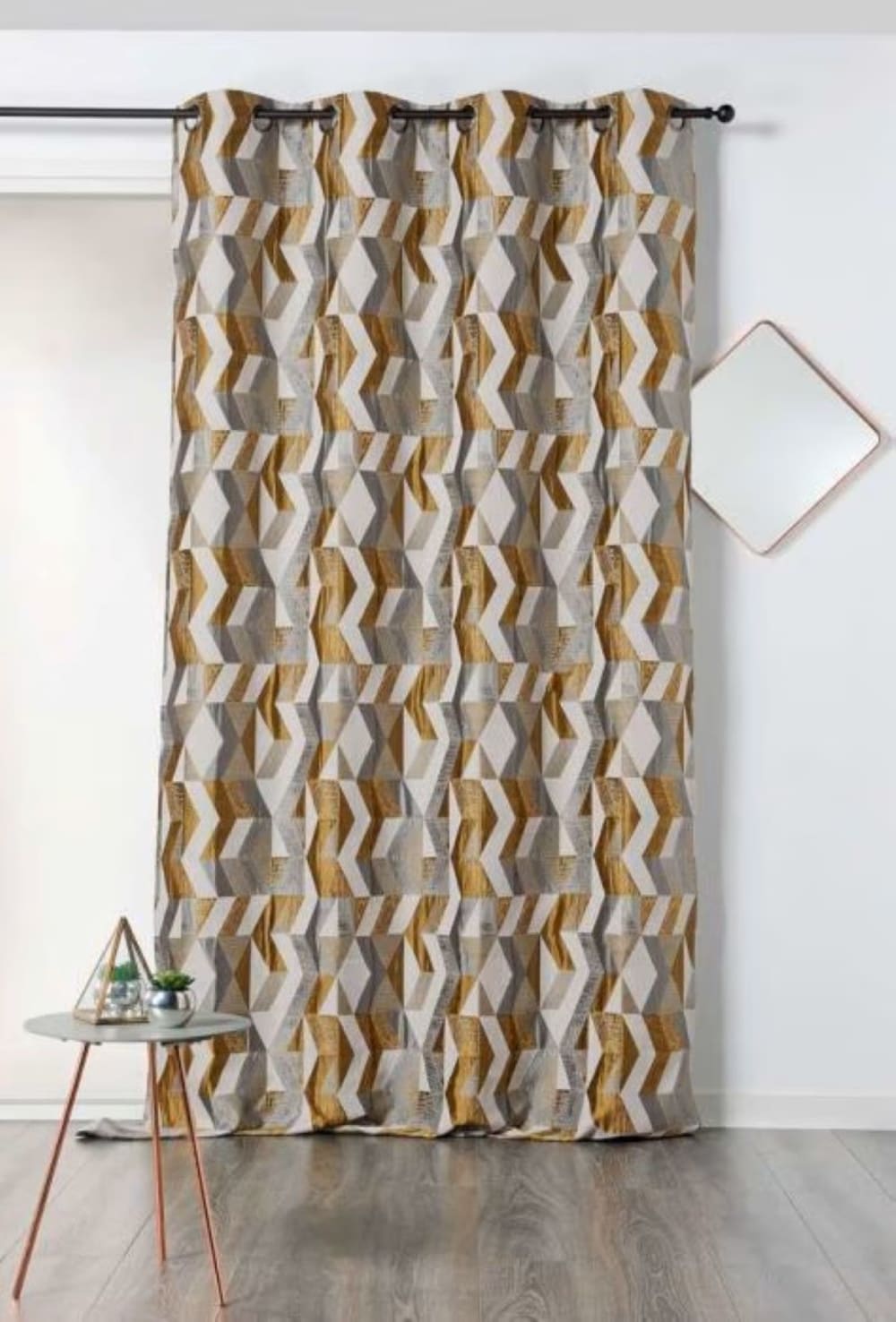 Rideau zig zag coloré polyester beige 135x240 cm