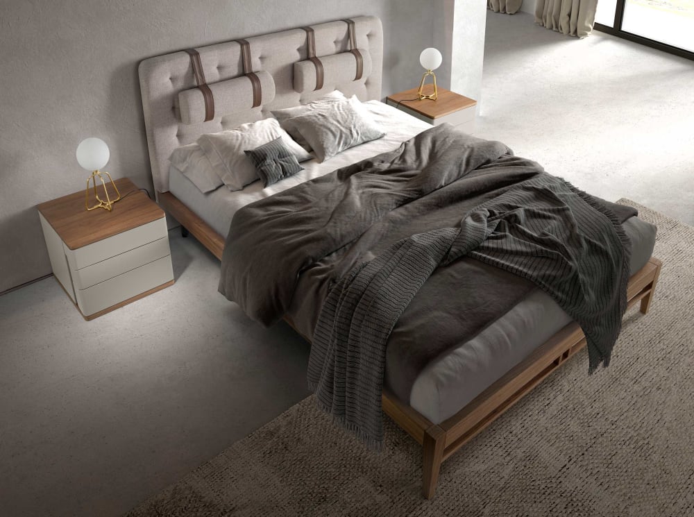 Bett, Gepolstert mit Stoff, grau 160x200 - Maisons Du Monde