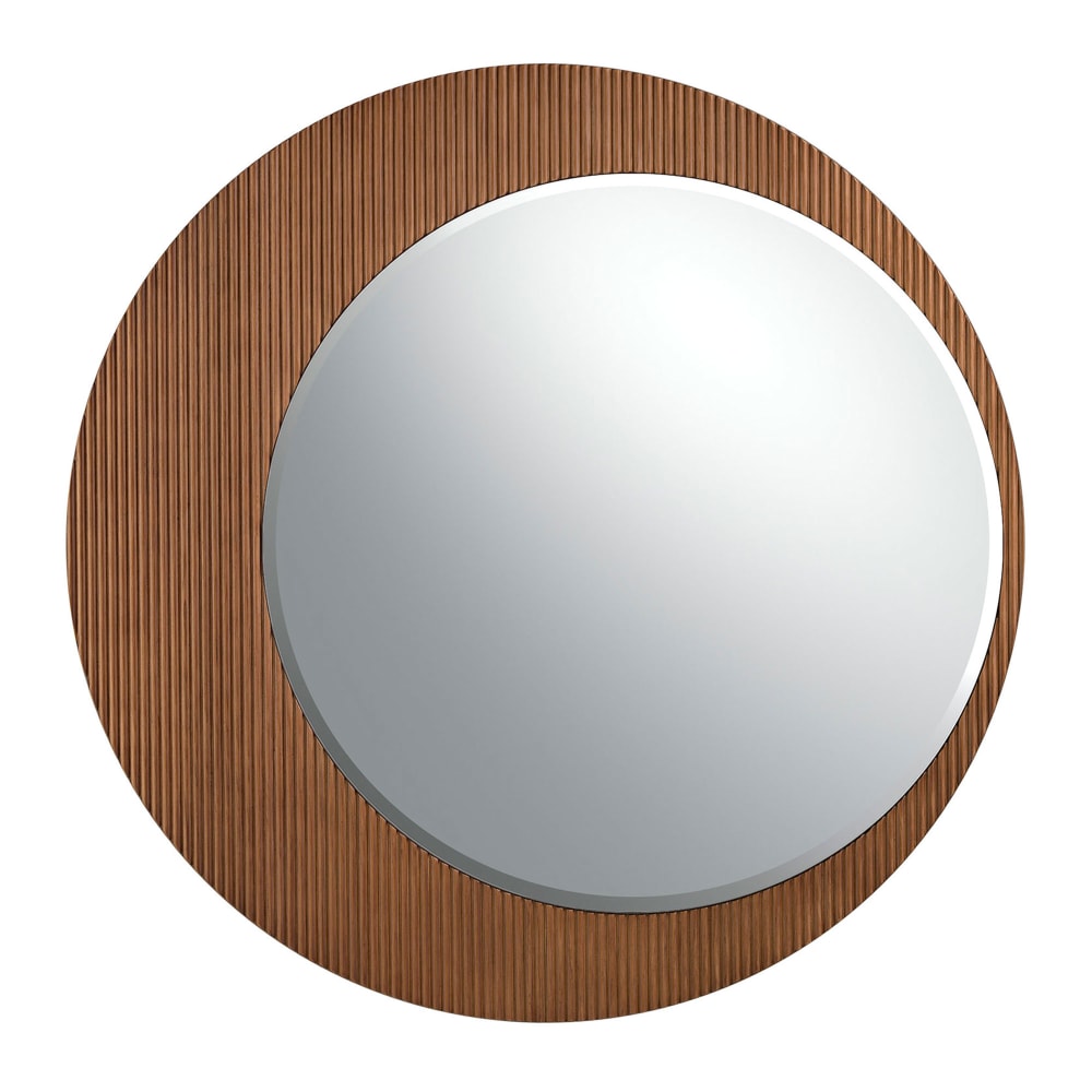 Runder Wandspiegel aus Holz in Nussbaum - Maisons Du Monde