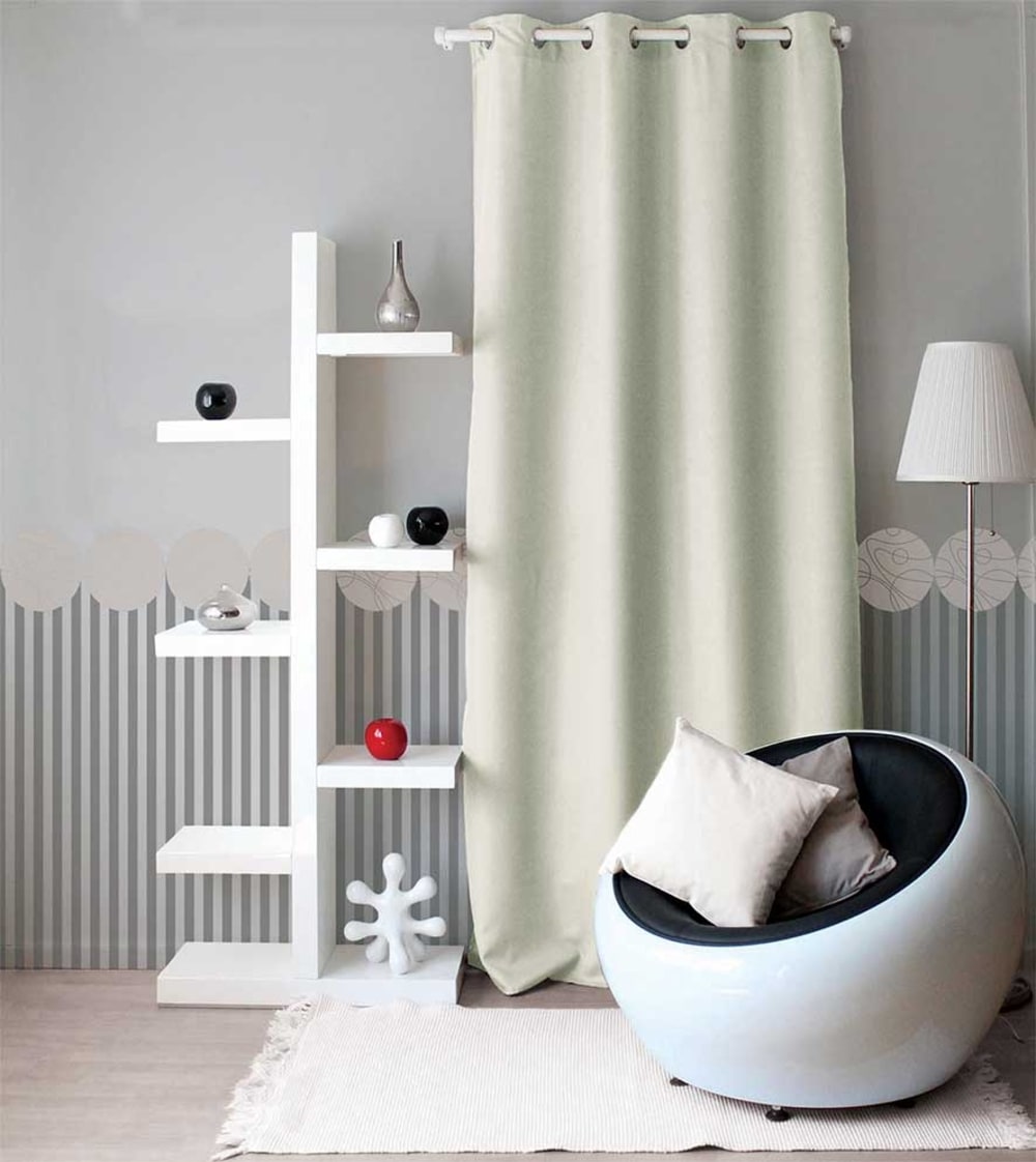 Rideau uni à oeillets polyester ecru 140x240 cm