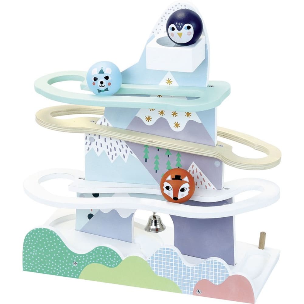 Cascade de boules en bois