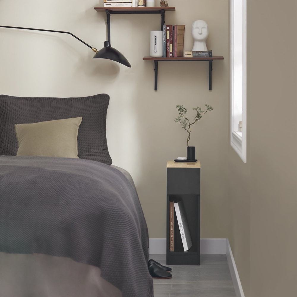 Nachttisch 2er Set mit Schublade aus Holz 2 Stücke Schwarz -