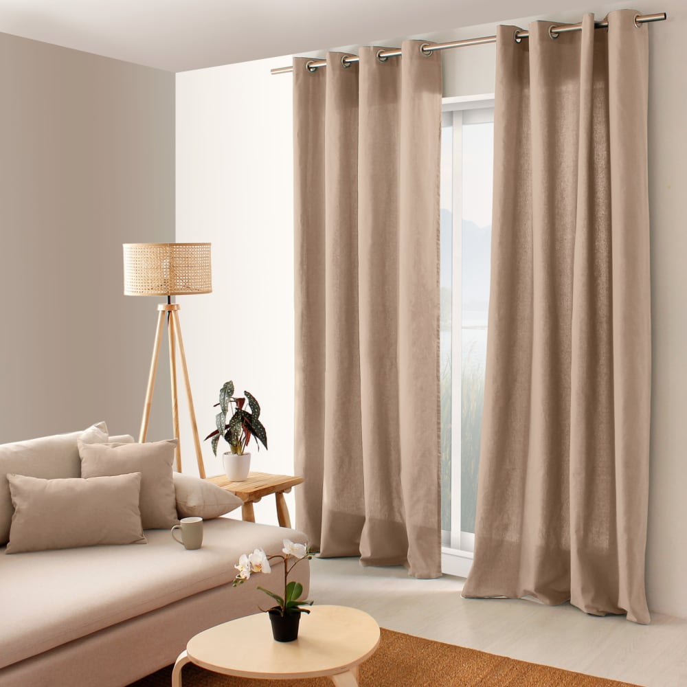 Rideau uni effet bachette 135 x 240 cm taupe
