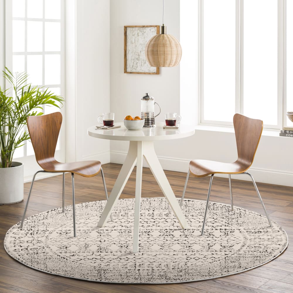 Tapis rond scandinave bohème blanc/noir ø 160 — vue 3