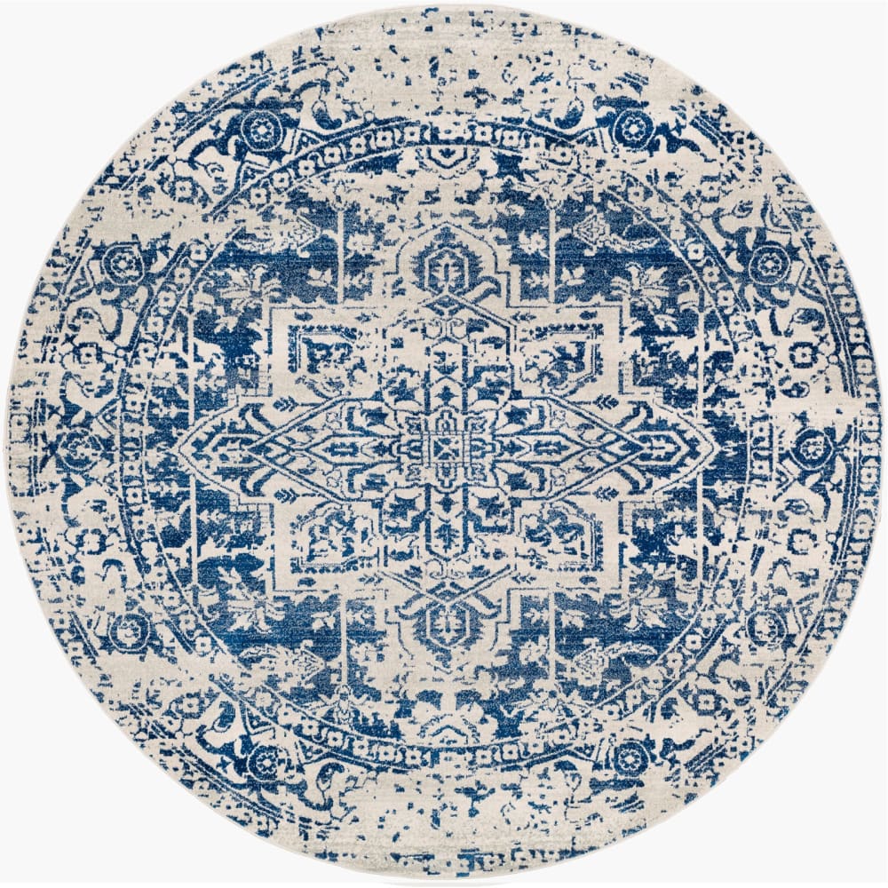 Tapis rond vintage oriental bleu/blanc ø 160 - Maisons du Monde