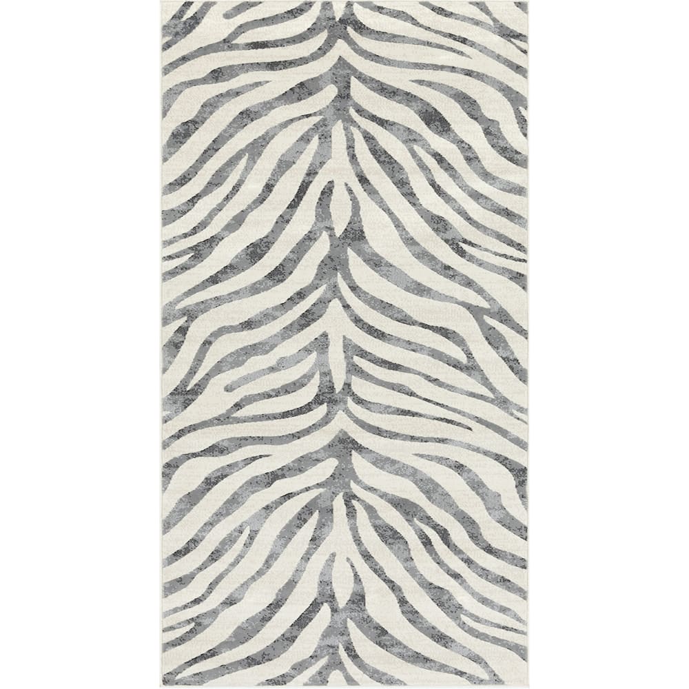 Tapis zébré bohème gris foncé/beige 80x150