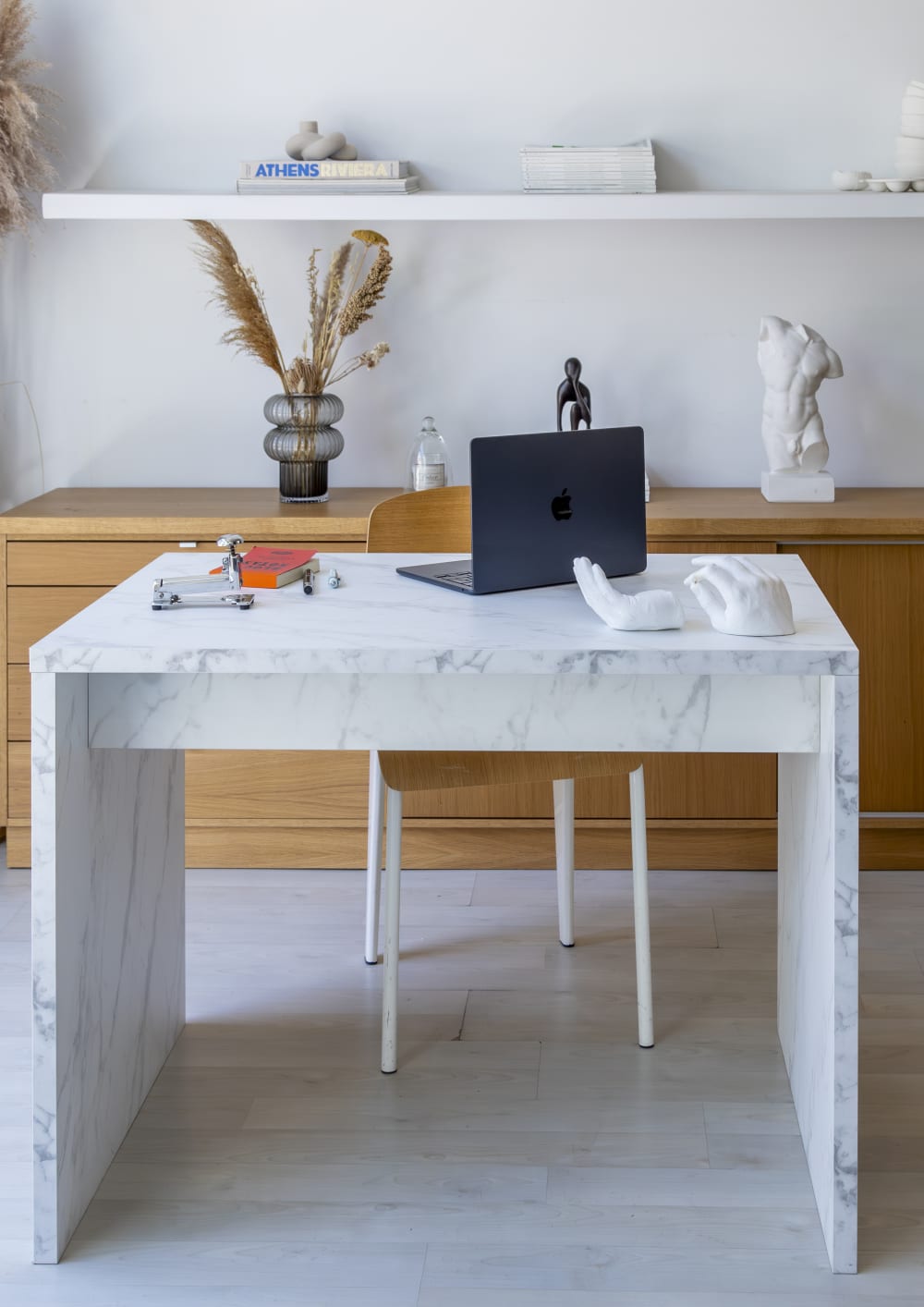 Schreibtisch mit Stauraum, weißer Marmor-Effekt - Maisons Du