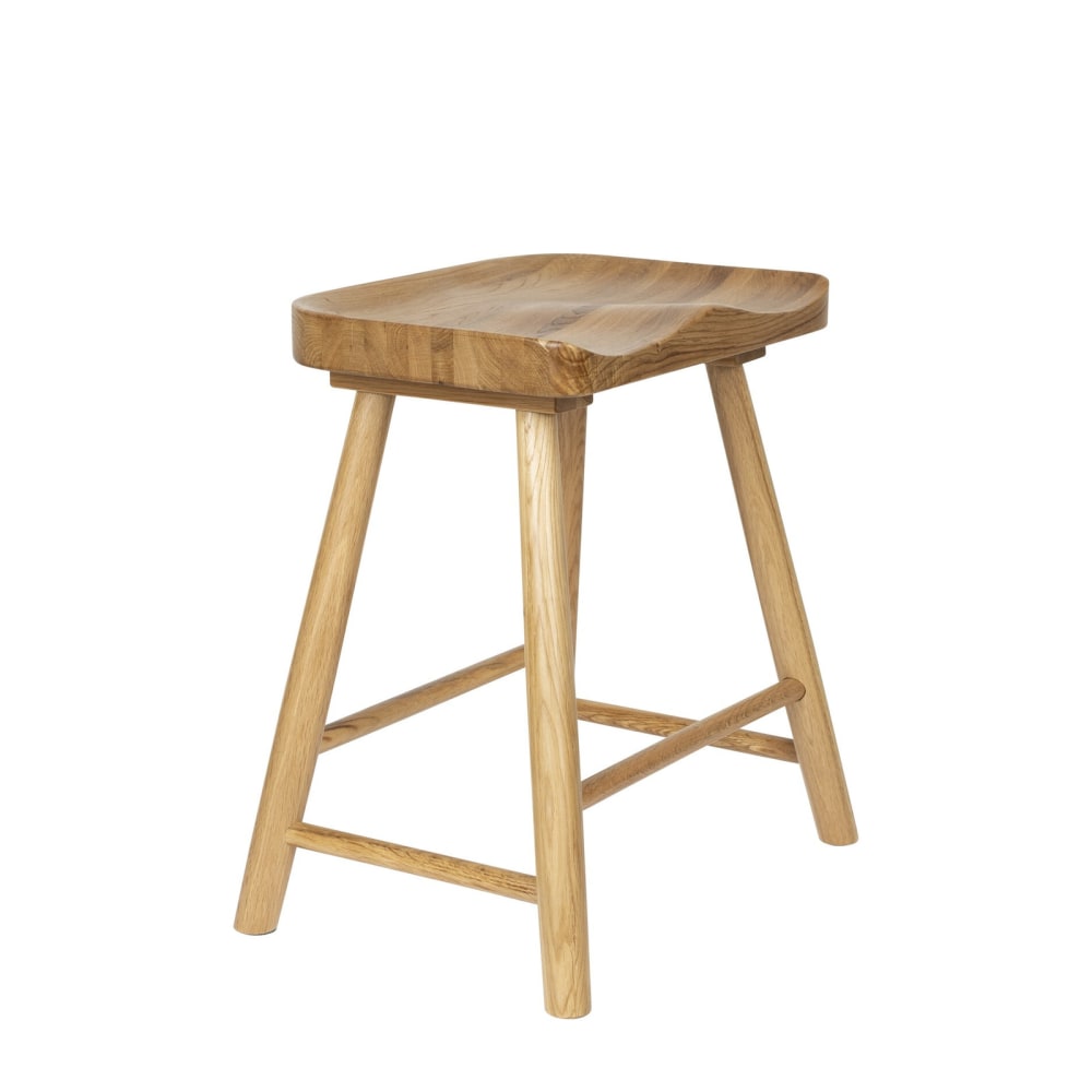 White label Tabouret en bois brun Marron Bois - 33x46x43cm
