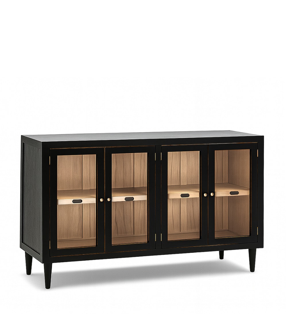 Vitrine combi en bois bicolore L 140 cm