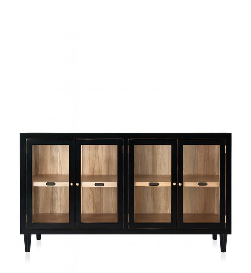 Vitrine combi en bois bicolore L 140 cm