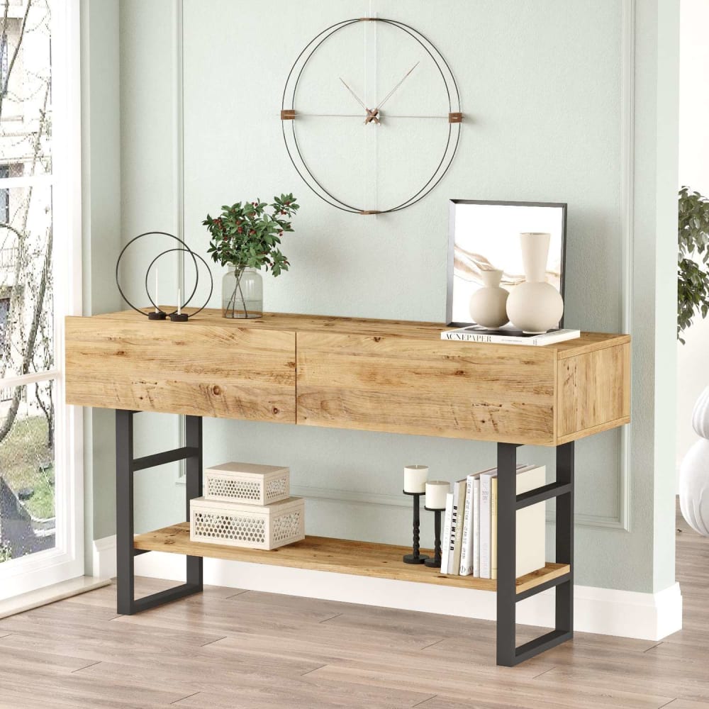 Console 2 niches fermées effet bois - Maisons du Monde