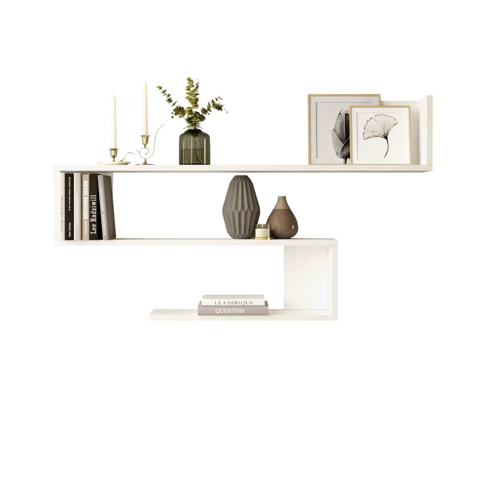 Etagère murale 3 tablettes effet bois blanc