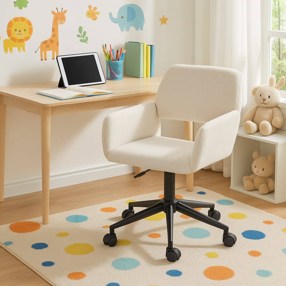 Skandinavischer Drehstuhl aus Stoff, Beige - Maisons Du Monde