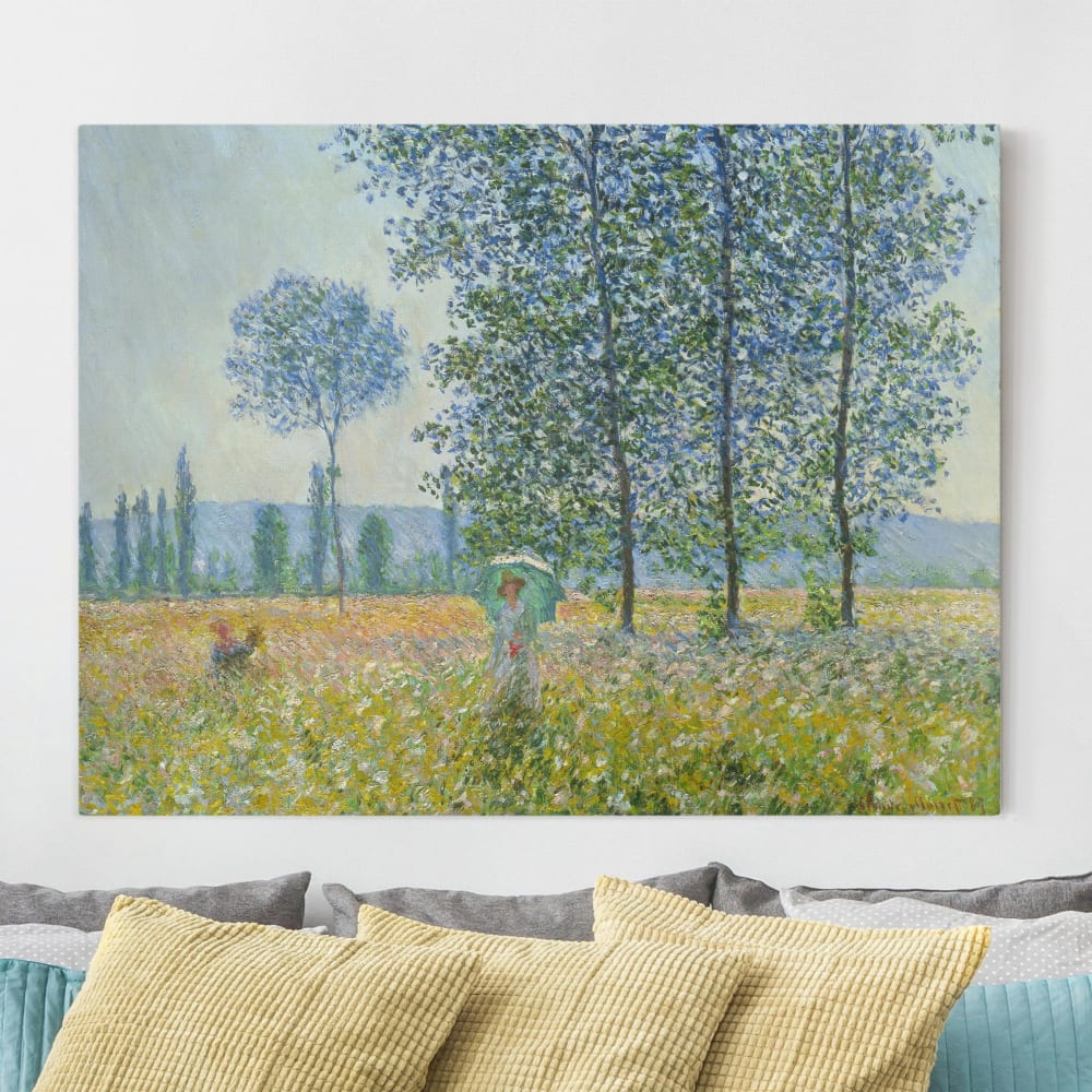 Leinwandbild - Claude Monet - Felder im Frühling, grün 80 x 60 cm