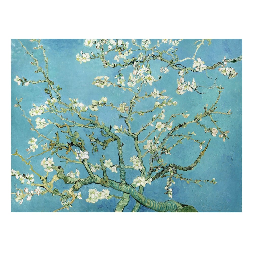 micasia Leinwandbild - Vincent van Gogh - Mandelblüte, blau 100 x 75 cm style vintage Öko-Tex Zertifikat - Leinen