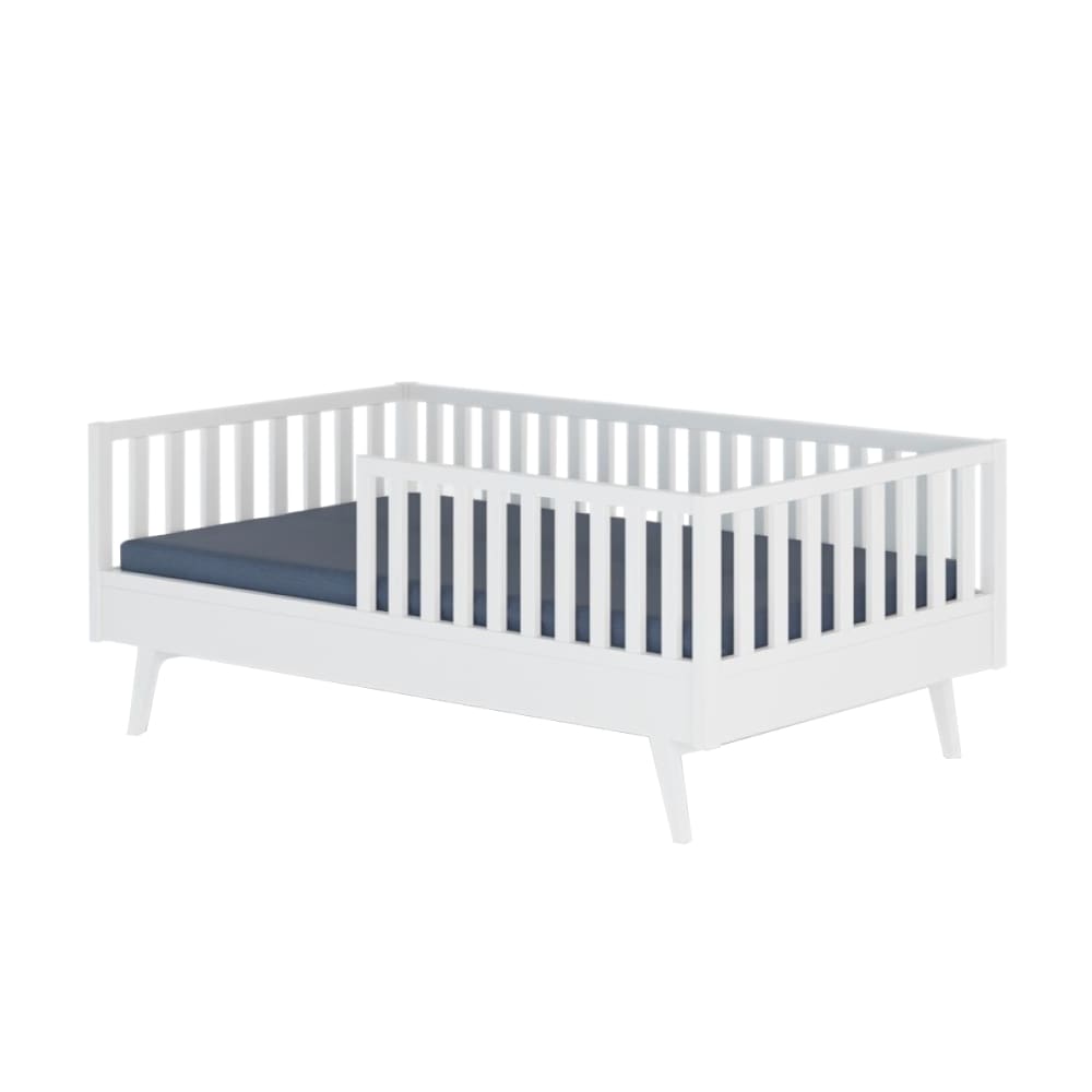 Lit enfant Montessori bois massif blanc 90x190 cm