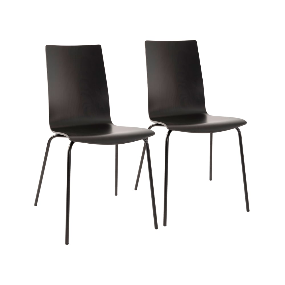 Lot de 2 chaises en bois et métal noir