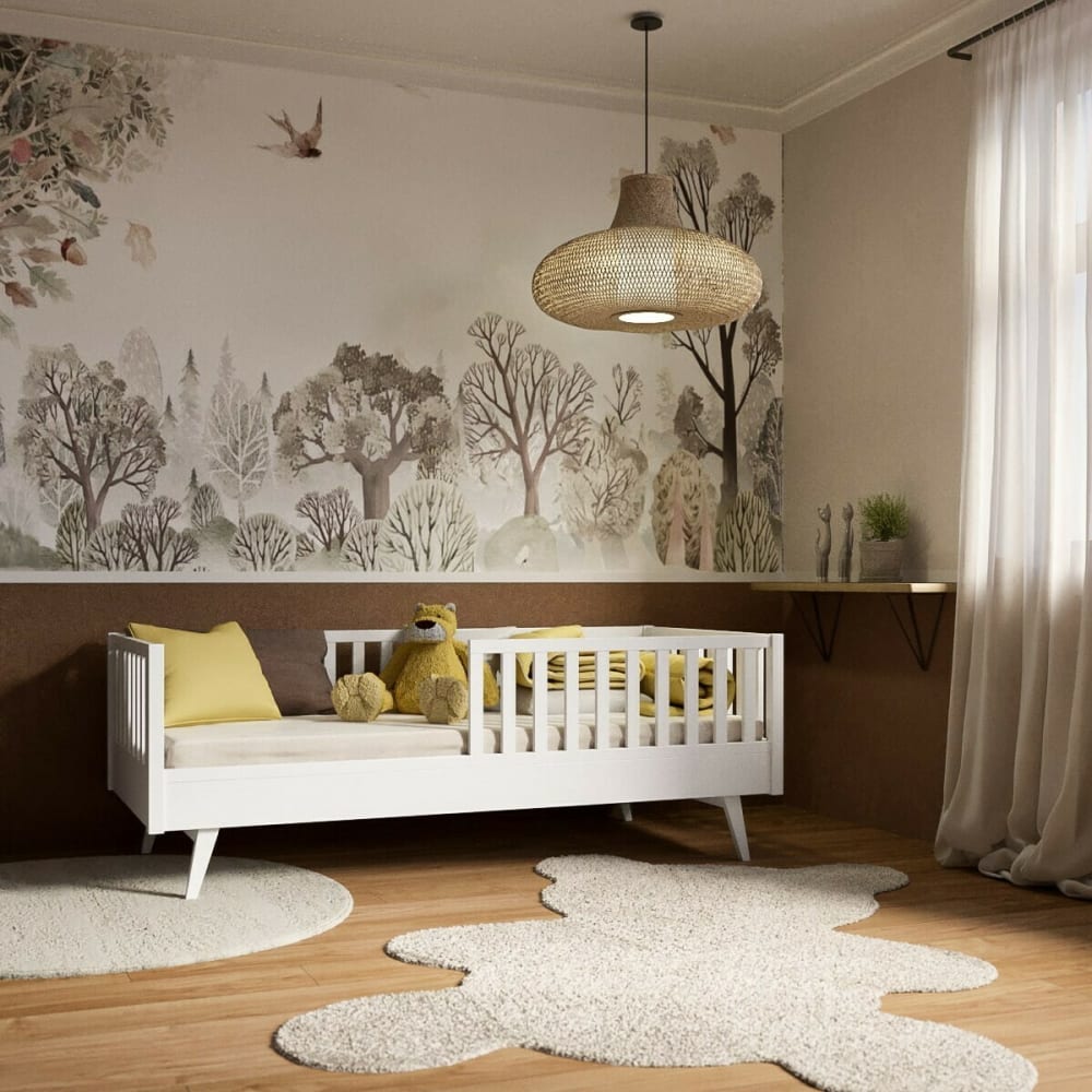 Pack lit enfant montessori avec matelas bois massif blanc 90x190 cm - Maisons du Monde