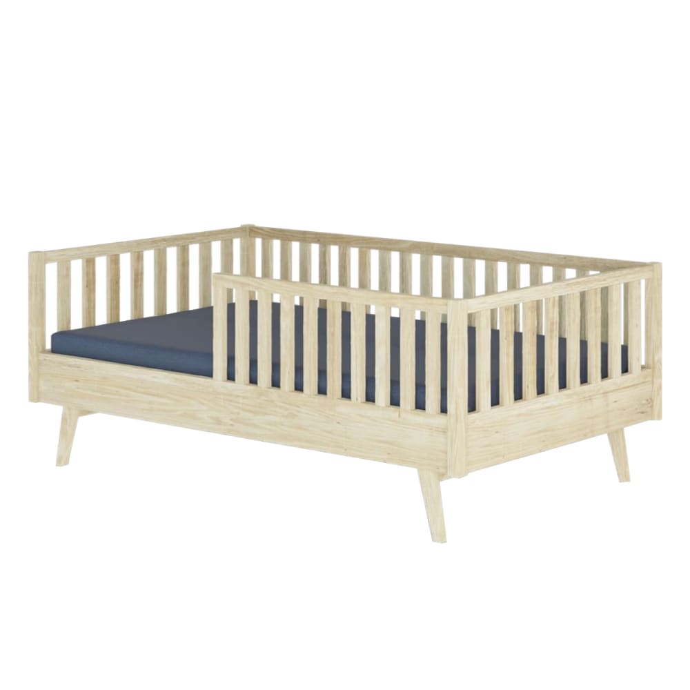 Pack lit enfant Montessori avec matelas bois massif 90x190 cm