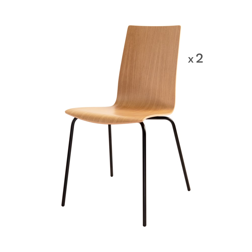 Lot de deux chaises en multiplis de hêtre et métal noir — Beyit