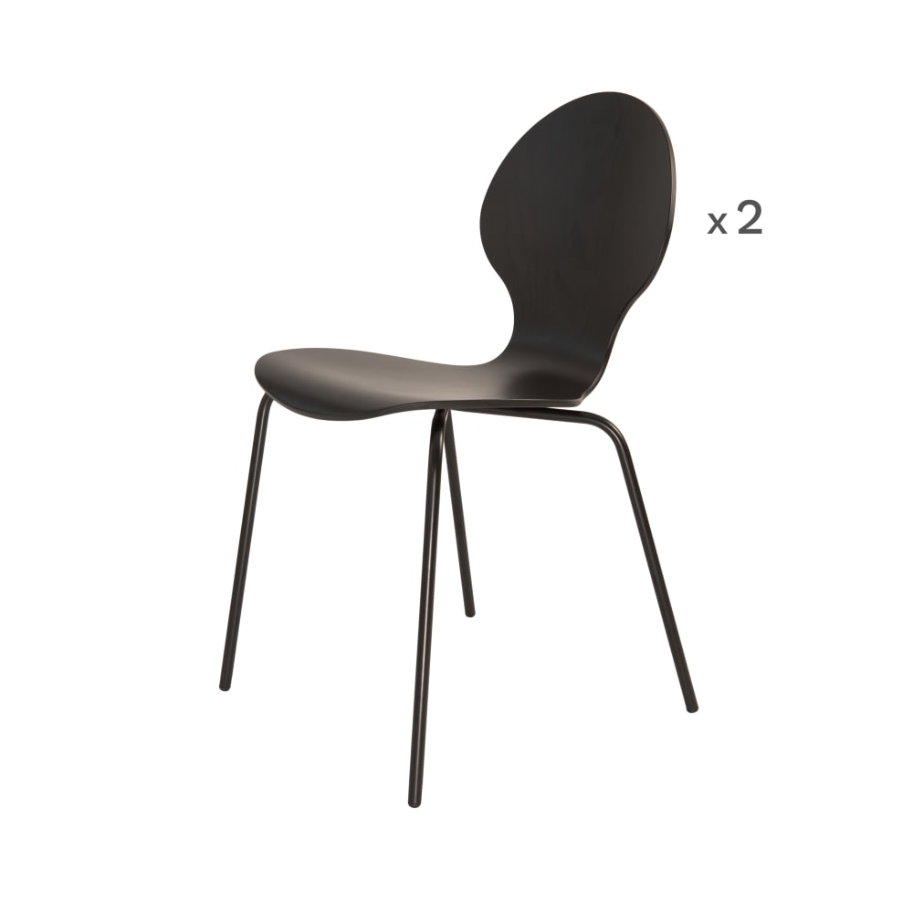 Lot de 2 chaises en métal et bois noir — Beyit