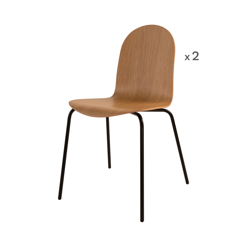 Lot de 2 chaises en bois clair et métal — Beyit
