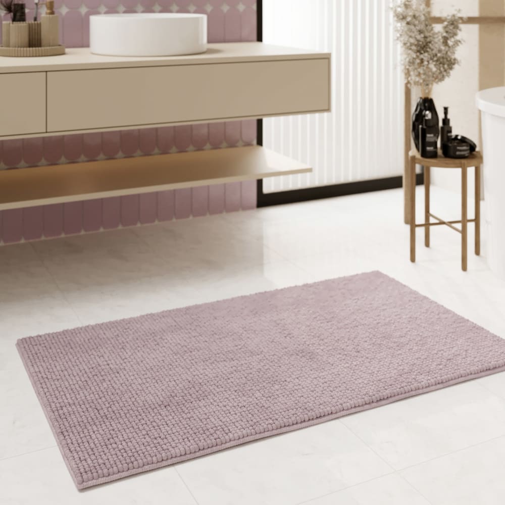 Tapis de bain tufté rose 70x120 — vue 3