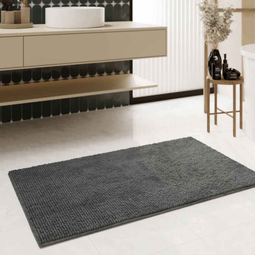 Tapis de bain tufté gris 60x100 — vue 3