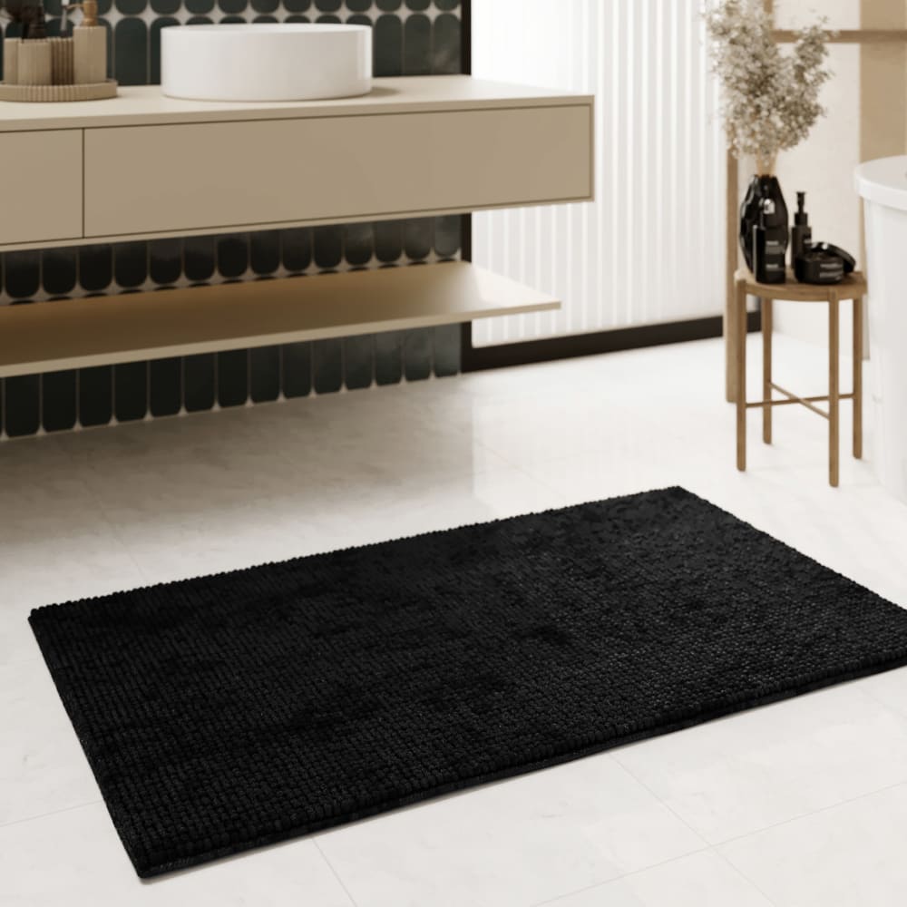 Tapis de bain tufté noir 70x120 — vue 3