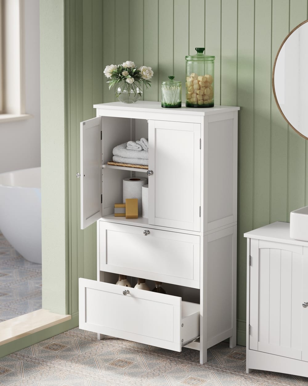 Meuble haut de salle de bain 30 x 60 x 110 cm blanc