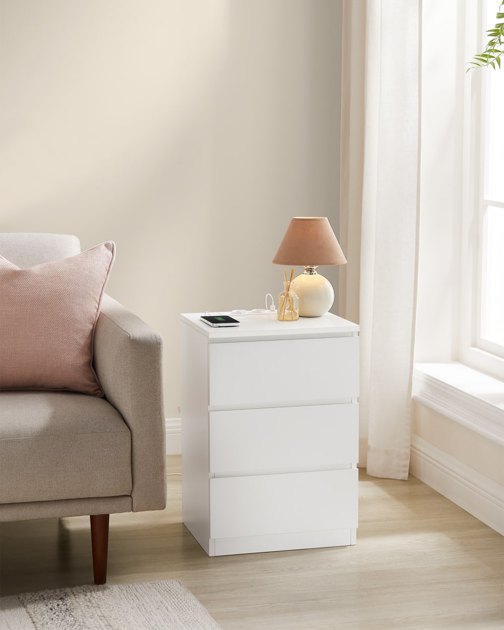 Lots de 2 tables de nuit avec station de recharge de chevet blanc - Maisons du Monde