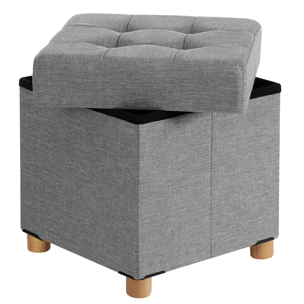 Tabouret de rangement pliable 40 x 38 x 38 cm tissu gris clair Tabouret de rangement pliable 40 x 38 x 38 cm tissu gris clair