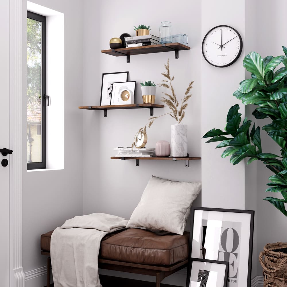 Lots de 2 étagères murales flottantes marron et noir - Maisons du Monde