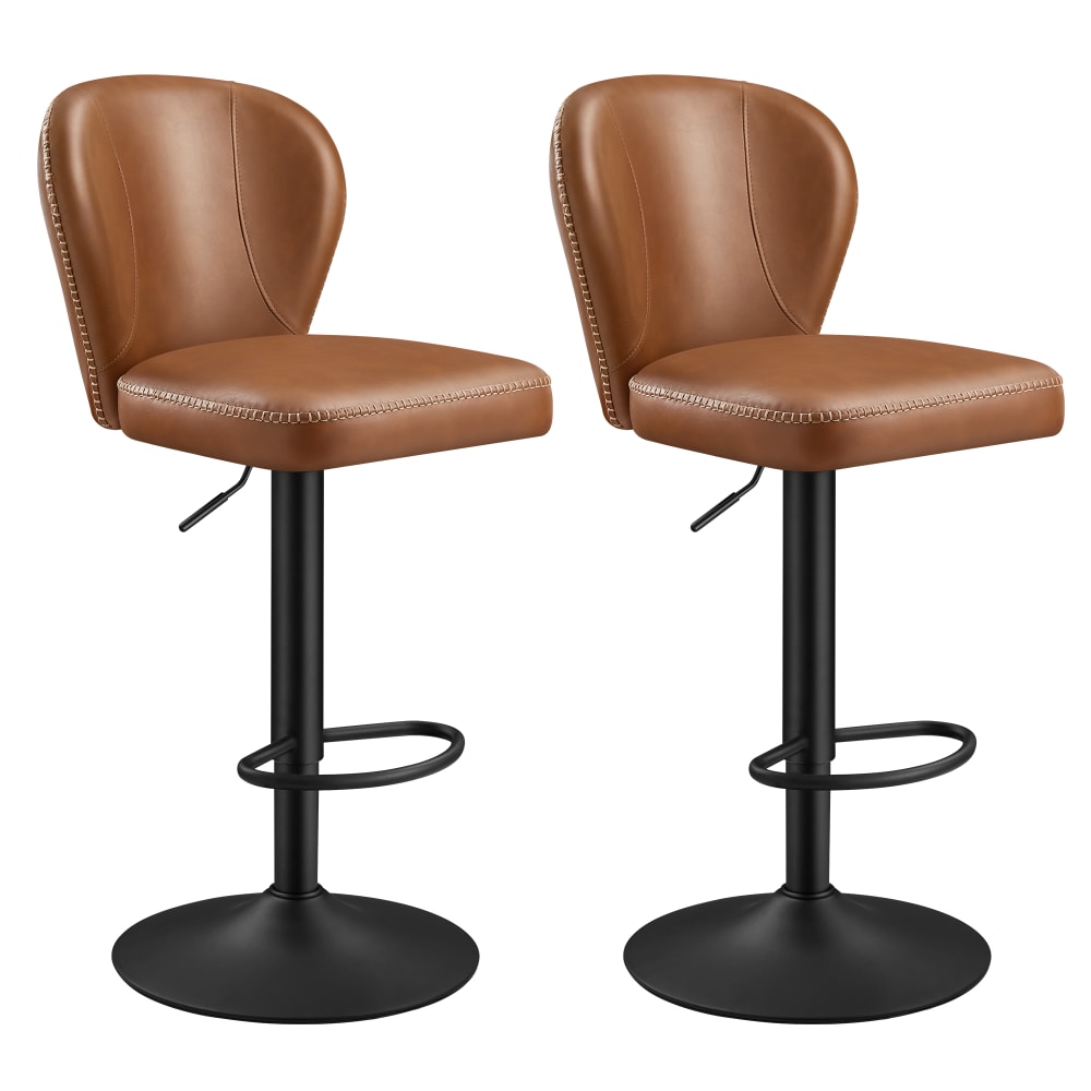 VASAGLE Ensembles de 2 tabourets de bar pivotants à 360 réglables marron style vintage Marron Acier - 42x115x49cm