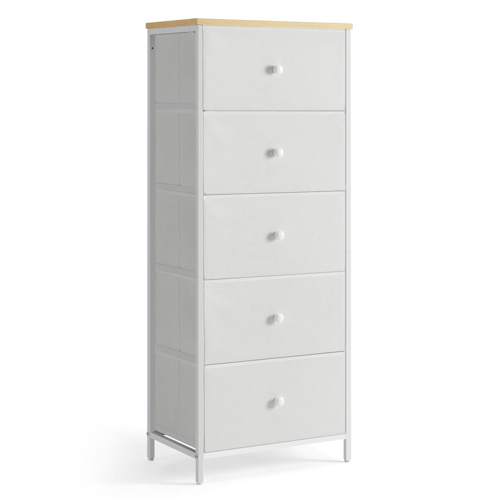 Commode en tissu avec 5 tiroirs crème