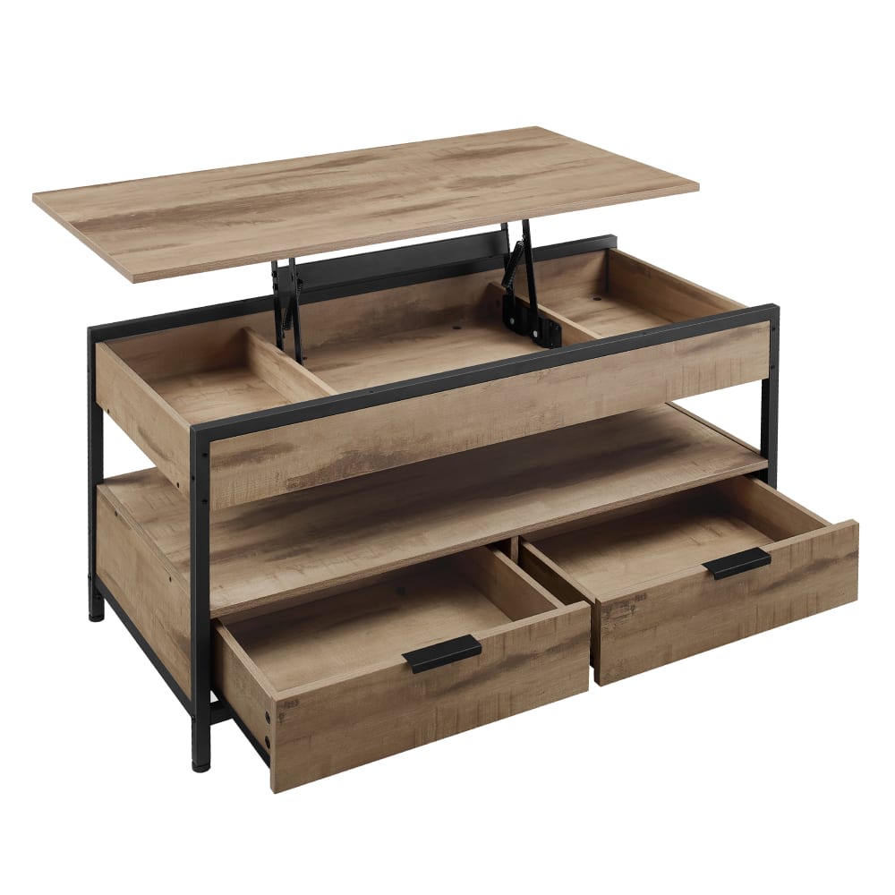 Table de salon avec plateau relevable marron camel et noir d'encre — Beyit