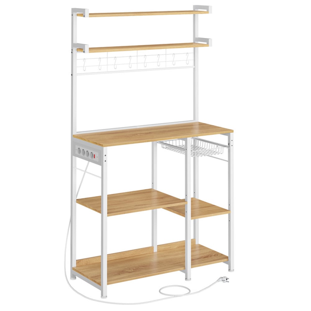 Étagère de cuisine avec 4 prises de rangement 90 x 40 x 165.5 cm blanc Étagère de cuisine avec 4 prises de rangement 90 x 40 x 165.5 cm blanc