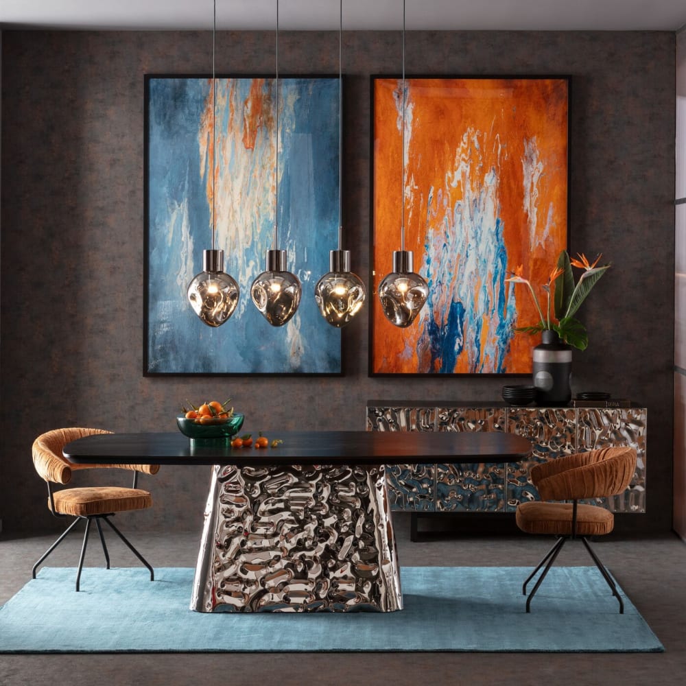 Toile bleue, orange et blanche en polyester 120x180 - Maisons du Monde