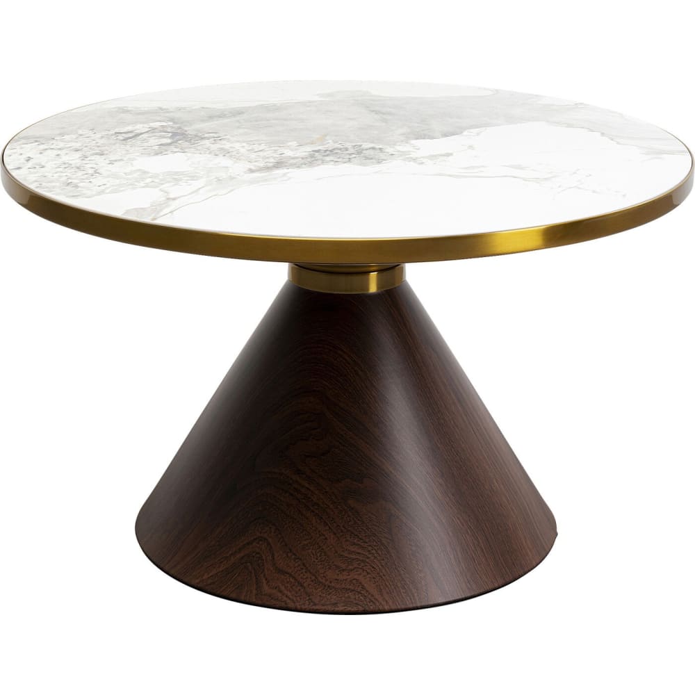 Table basse ronde céramique et effet noyer d70 Table basse ronde céramique et effet noyer d70
