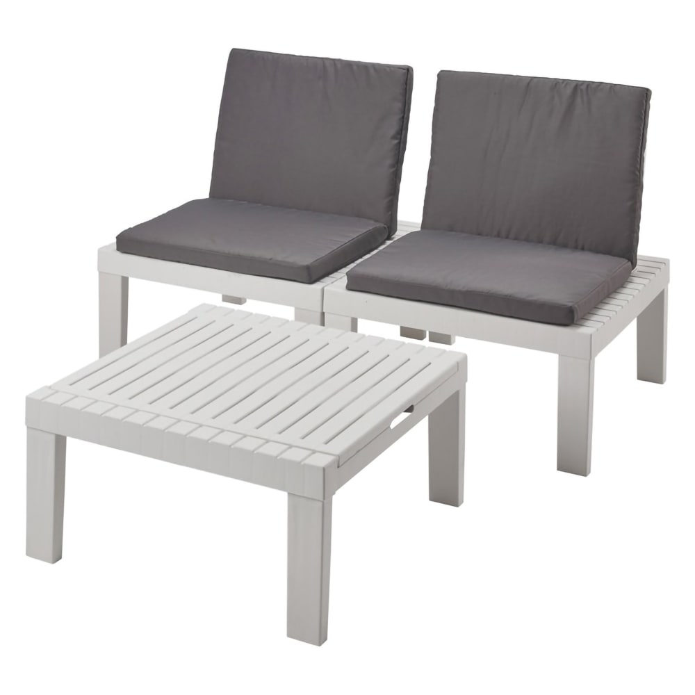 Dmora Weißes Outdoor-Lounge-Set 65x65h70 cm style modern Weiß Pp - Polypropylen