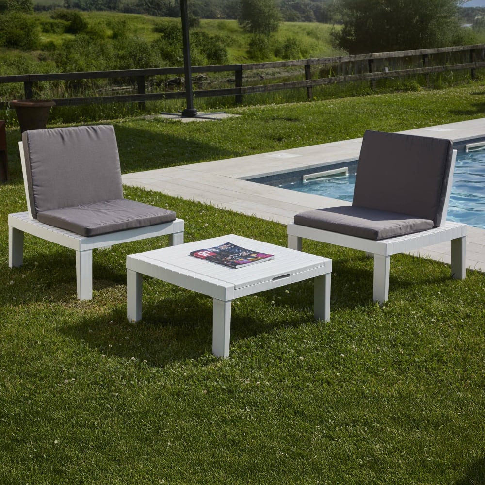 Set salon d'extérieur blanc 65x65h70 cm - Maisons du Monde