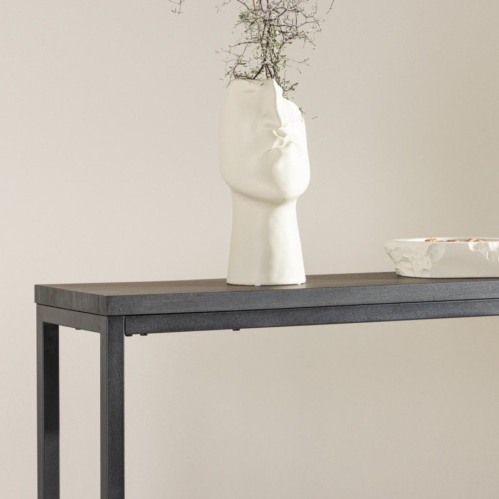 Console en bois et métal noir style moderne RIMO noir 30x110x80cm