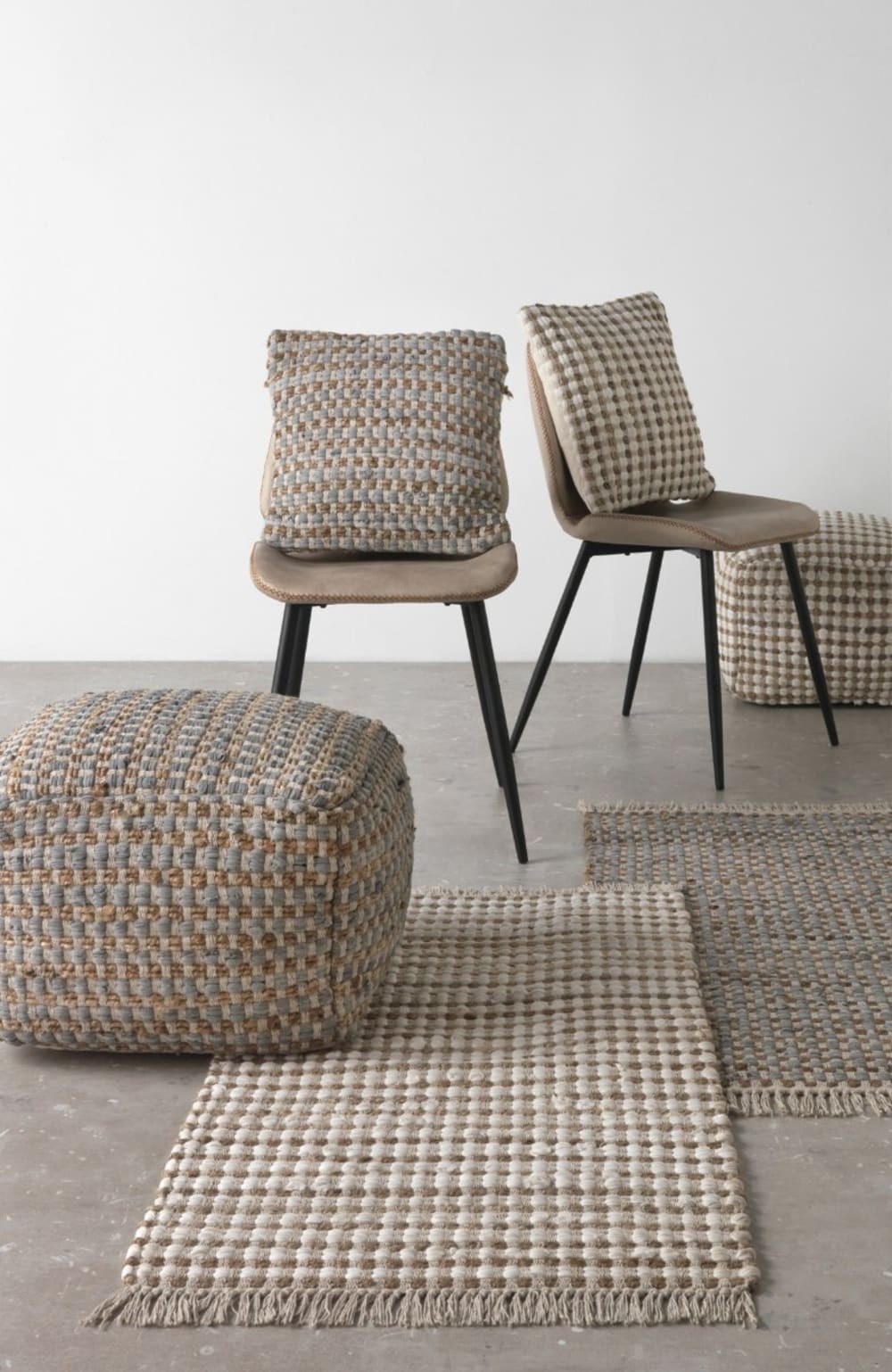 Coussin en coton et jute gris clair 45x45 cm — vue 3