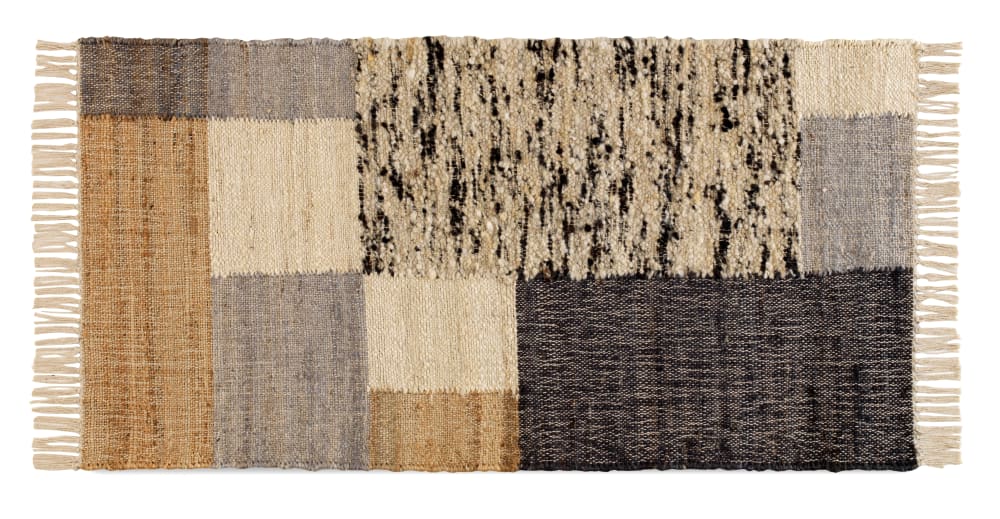 GEESE HOME Wollteppich aus Jute und Baumwolle 60x120 cm Mehrfarbig Jute