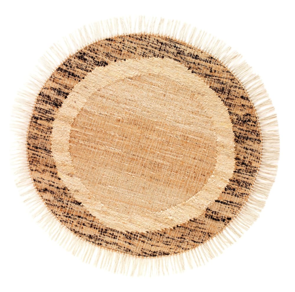GEESE HOME Juteteppich aus Wolle und Baumwolle, 120 cm Durchm Beige Jute
