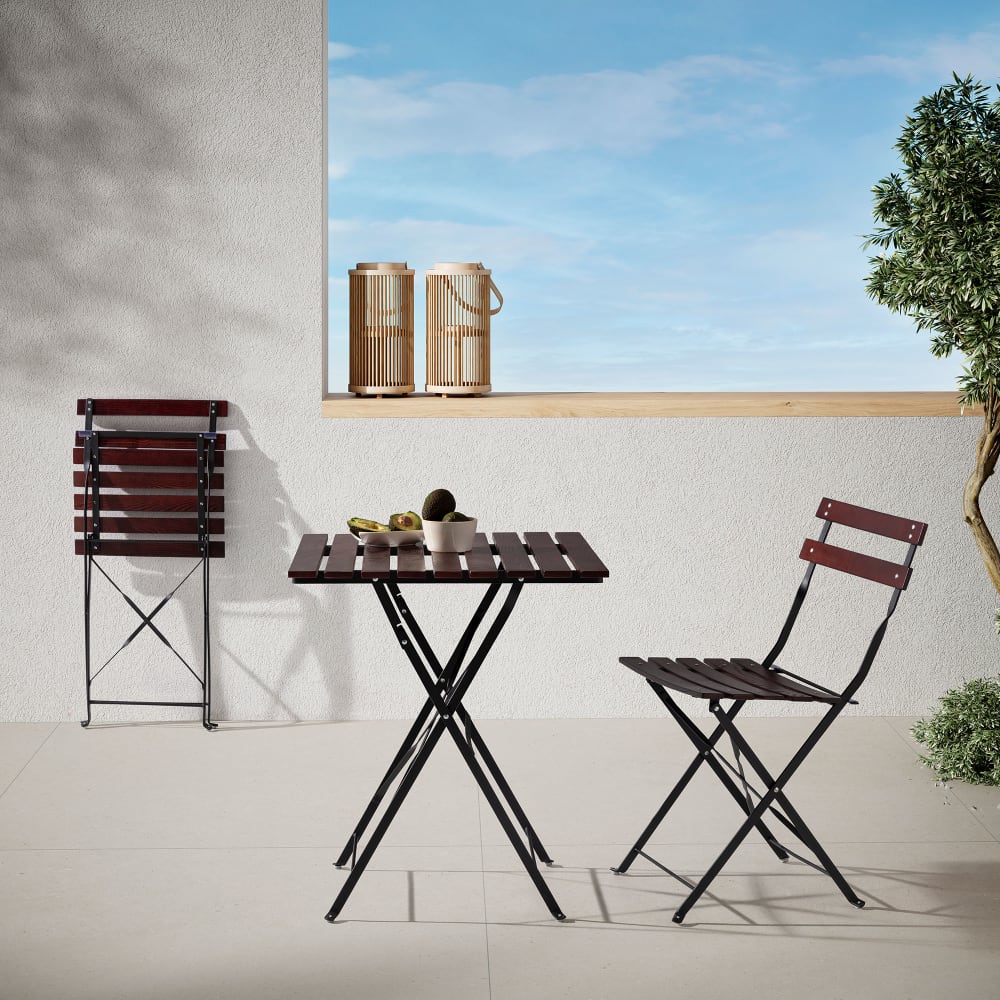 Ensemble Bistro de jardin 3 pièces noir, table et 2 chaises