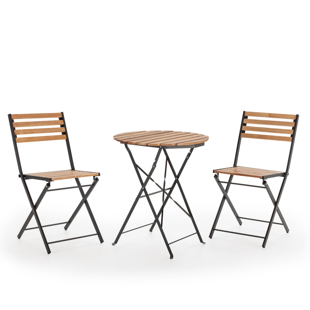 Ensemble Bistro de jardin 3 pièces noir, table et 2 chaises