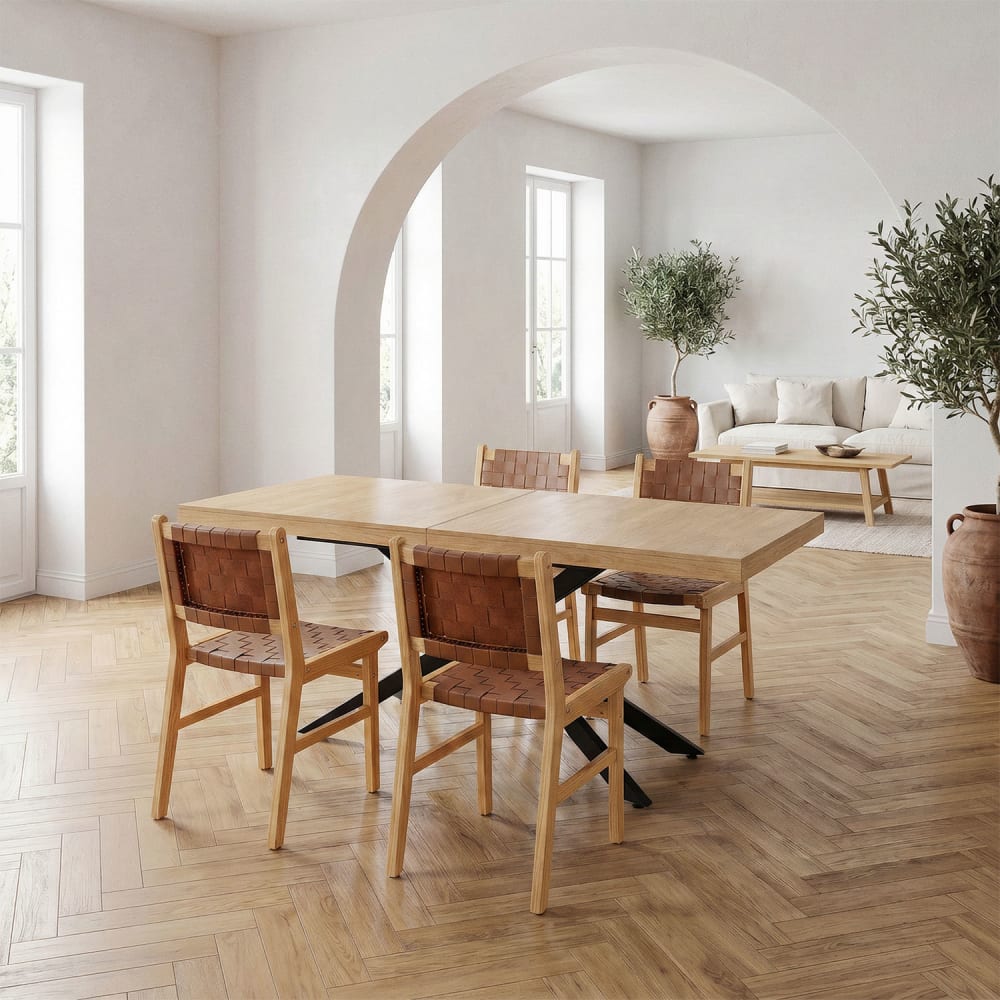 Pack de 2 chaises Marron en cuir recyclé