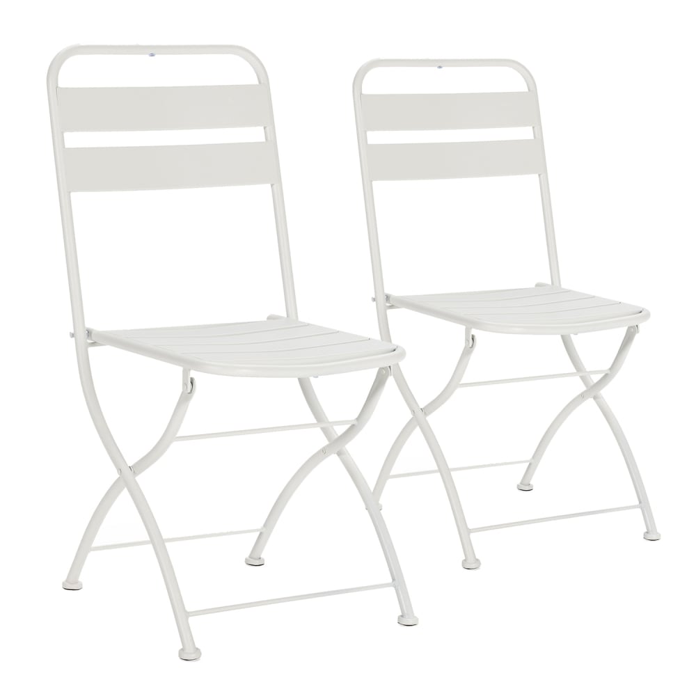 Pack de 2 chaises de jardin pliantes en métal blanc